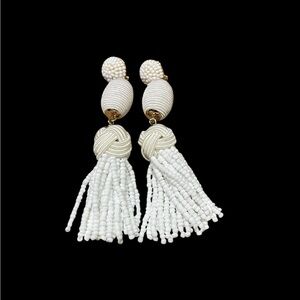 BaubleBar‎ White Tassel Beaded Earrings